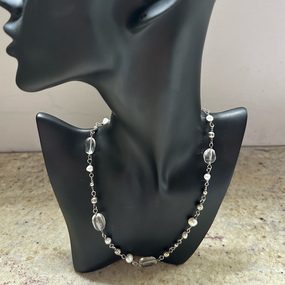 Silpada Freshwater Pearl Crystal Sterling Silver Bead Necklace